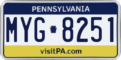 PA license plate MYG8251