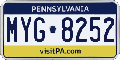 PA license plate MYG8252