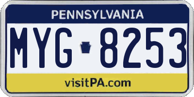 PA license plate MYG8253