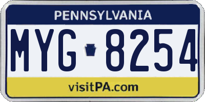 PA license plate MYG8254