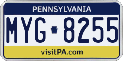 PA license plate MYG8255