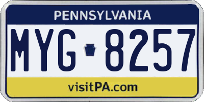 PA license plate MYG8257
