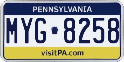 PA license plate MYG8258