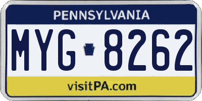PA license plate MYG8262