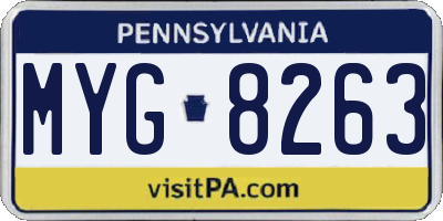 PA license plate MYG8263