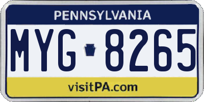 PA license plate MYG8265