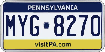 PA license plate MYG8270