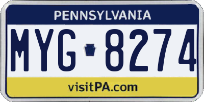 PA license plate MYG8274