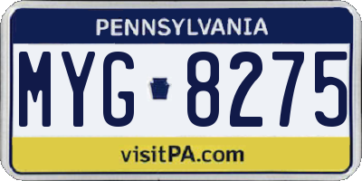 PA license plate MYG8275