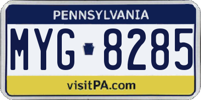 PA license plate MYG8285