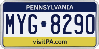 PA license plate MYG8290