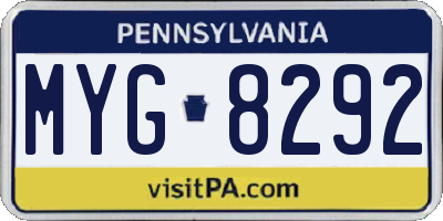 PA license plate MYG8292