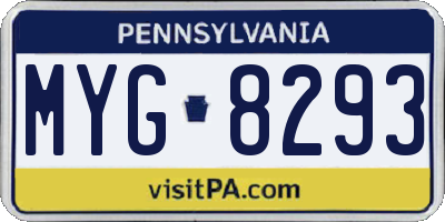 PA license plate MYG8293