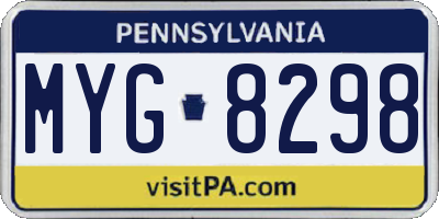 PA license plate MYG8298