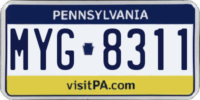 PA license plate MYG8311