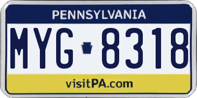 PA license plate MYG8318