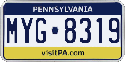 PA license plate MYG8319