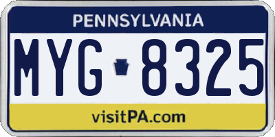 PA license plate MYG8325