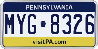 PA license plate MYG8326