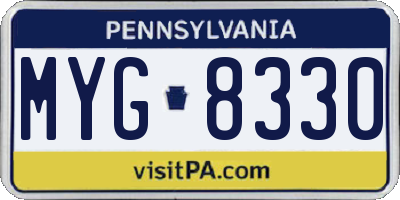 PA license plate MYG8330