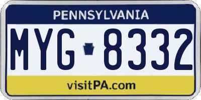 PA license plate MYG8332