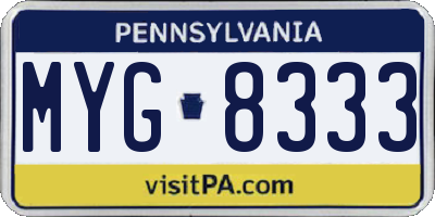 PA license plate MYG8333