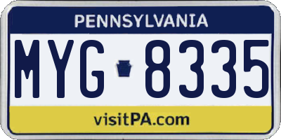 PA license plate MYG8335