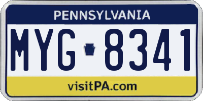PA license plate MYG8341