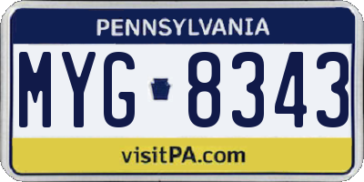 PA license plate MYG8343