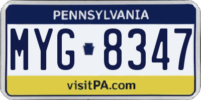 PA license plate MYG8347