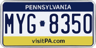 PA license plate MYG8350
