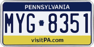PA license plate MYG8351