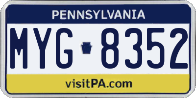 PA license plate MYG8352