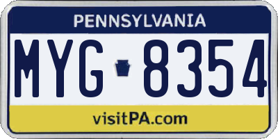 PA license plate MYG8354