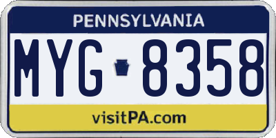 PA license plate MYG8358