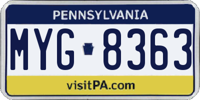PA license plate MYG8363