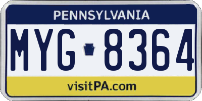 PA license plate MYG8364