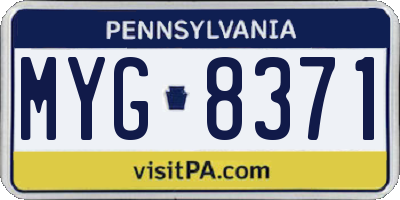 PA license plate MYG8371