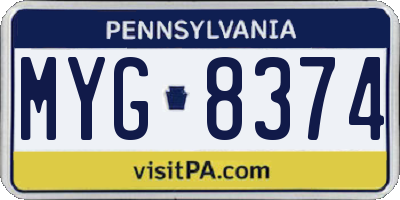 PA license plate MYG8374
