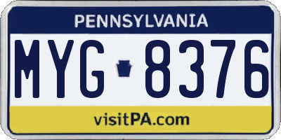 PA license plate MYG8376