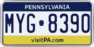 PA license plate MYG8390