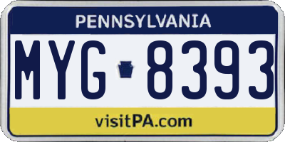 PA license plate MYG8393