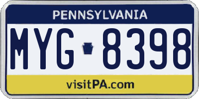 PA license plate MYG8398