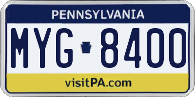 PA license plate MYG8400