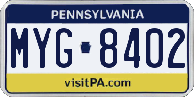 PA license plate MYG8402