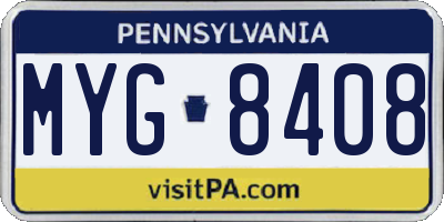 PA license plate MYG8408