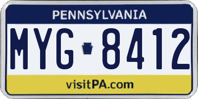 PA license plate MYG8412