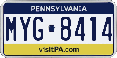 PA license plate MYG8414