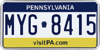PA license plate MYG8415