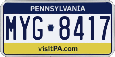 PA license plate MYG8417